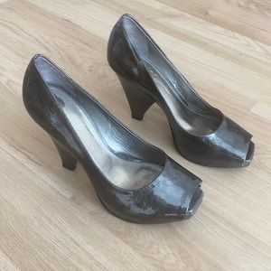 Vince Camuto Pewter Patten Leather Heels